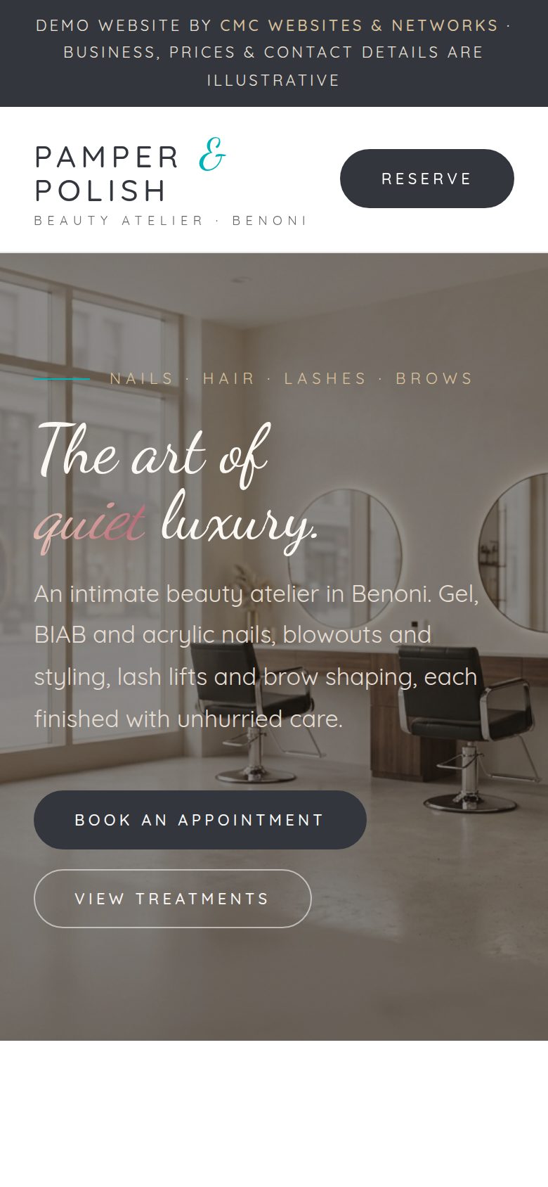Pamper & Polish on a phone